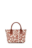 Kastamonu Stone Print Women's Brown Long Strap Patterned Fabric Mini Handbag | Derimod Kastamonu Stone Print Women's Brown Long Strap Patterned Fabric Mini Handbag | Derimod