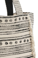 Kastamonu Stone Print Women's Black Long Strap Patterned Handbag | Derimod Kastamonu Stone Print Women's Black Long Strap Patterned Handbag | Derimod