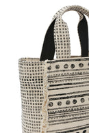 Kastamonu Stone Print Women's Black Long Strap Patterned Handbag | Derimod Kastamonu Stone Print Women's Black Long Strap Patterned Handbag | Derimod