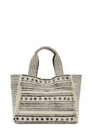 Kastamonu Stone Print Women's Black Long Strap Patterned Handbag | Derimod Kastamonu Stone Print Women's Black Long Strap Patterned Handbag | Derimod