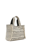 Kastamonu Stone Print Women's Black Long Strap Patterned Handbag | Derimod Kastamonu Stone Print Women's Black Long Strap Patterned Handbag | Derimod