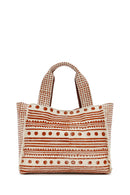 Kastamonu Stone Print Women's Brown Long Strap Patterned Handbag | Derimod Kastamonu Stone Print Women's Brown Long Strap Patterned Handbag | Derimod