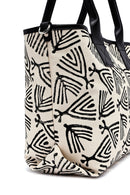 Kastamonu Stone Print Women's Black Long Strap Patterned Fabric Shoulder Bag | Derimod Kastamonu Stone Print Women's Black Long Strap Patterned Fabric Shoulder Bag | Derimod