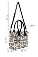 Kastamonu Stone Print Women's Black Long Strap Patterned Fabric Shoulder Bag | Derimod Kastamonu Stone Print Women's Black Long Strap Patterned Fabric Shoulder Bag | Derimod