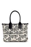 Kastamonu Stone Print Women's Black Long Strap Patterned Fabric Shoulder Bag | Derimod Kastamonu Stone Print Women's Black Long Strap Patterned Fabric Shoulder Bag | Derimod