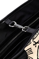 Kastamonu Stone Print Women's Black Long Strap Patterned Fabric Shoulder Bag | Derimod Kastamonu Stone Print Women's Black Long Strap Patterned Fabric Shoulder Bag | Derimod