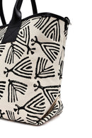 Kastamonu Stone Print Women's Black Long Strap Patterned Fabric Shoulder Bag | Derimod Kastamonu Stone Print Women's Black Long Strap Patterned Fabric Shoulder Bag | Derimod