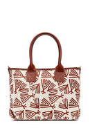 Kastamonu Stone Print Women's Tan Long Strap Patterned Fabric Shoulder Bag | Derimod Kastamonu Stone Print Women's Tan Long Strap Patterned Fabric Shoulder Bag | Derimod