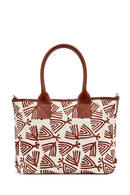 Kastamonu Stone Print Women's Tan Long Strap Patterned Fabric Shoulder Bag | Derimod Kastamonu Stone Print Women's Tan Long Strap Patterned Fabric Shoulder Bag | Derimod