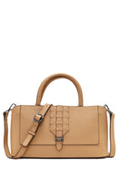 Woman Beige Long Strap Leather Arm Bag | Derimod Woman Beige Long Strap Leather Arm Bag | Derimod