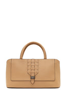 Woman Beige Long Strap Leather Arm Bag | Derimod Woman Beige Long Strap Leather Arm Bag | Derimod