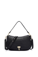 Woman Black Long Strap Leather Shoulder bag | Derimod Woman Black Long Strap Leather Shoulder bag | Derimod