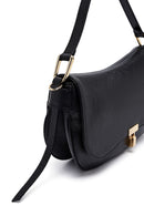 Woman Black Long Strap Leather Shoulder bag | Derimod Woman Black Long Strap Leather Shoulder bag | Derimod