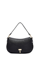 Woman Black Long Strap Leather Shoulder bag | Derimod Woman Black Long Strap Leather Shoulder bag | Derimod
