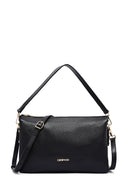 Woman Black Long Strap Leather Shoulder bag | Derimod Woman Black Long Strap Leather Shoulder bag | Derimod