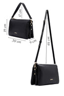 Woman Black Long Strap Leather Shoulder bag | Derimod Woman Black Long Strap Leather Shoulder bag | Derimod