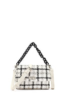 Women's White Long Strapped Patterned Fabric Crossbody Bag | Derimod Women's White Long Strapped Patterned Fabric Crossbody Bag | Derimod