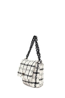 Women's White Long Strapped Patterned Fabric Crossbody Bag | Derimod Women's White Long Strapped Patterned Fabric Crossbody Bag | Derimod
