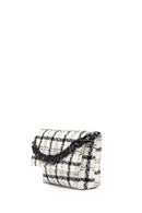 Women's White Long Strapped Patterned Fabric Crossbody Bag | Derimod Women's White Long Strapped Patterned Fabric Crossbody Bag | Derimod