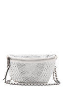 Women's White Long Strap Stone Cross Bag | Derimod Women's White Long Strap Stone Cross Bag | Derimod