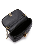 Kadın Siyah Uzun Askılı Kapitone Mini Çapraz Çanta | Derimod Kadın Siyah Uzun Askılı Kapitone Mini Çapraz Çanta | Derimod