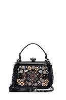 Kadın Siyah Uzun Askılı Taşlı Kol Çantası | Derimod Kadın Siyah Uzun Askılı Taşlı Kol Çantası | Derimod