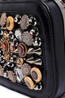 Kadın Siyah Uzun Askılı Taşlı Kol Çantası | Derimod Kadın Siyah Uzun Askılı Taşlı Kol Çantası | Derimod