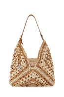 Women's Mink Straw Shoulder Bag | Derimod Women's Mink Straw Shoulder Bag | Derimod