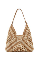 Women's Mink Straw Shoulder Bag | Derimod Women's Mink Straw Shoulder Bag | Derimod