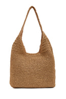 Women's Beige Straw Shoulder Bag | Derimod Women's Beige Straw Shoulder Bag | Derimod