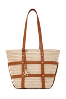 Women's Beige Straw Shoulder Bag | Derimod Women's Beige Straw Shoulder Bag | Derimod