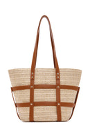 Women's Beige Straw Shoulder Bag | Derimod Women's Beige Straw Shoulder Bag | Derimod