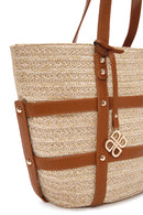 Women's Beige Straw Shoulder Bag | Derimod Women's Beige Straw Shoulder Bag | Derimod