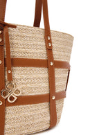 Women's Beige Straw Shoulder Bag | Derimod Women's Beige Straw Shoulder Bag | Derimod
