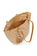 Women's Mink Straw Shoulder Bag | Derimod Women's Mink Straw Shoulder Bag | Derimod