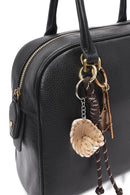 Kadın Siyah Uzun Askılı Aksesuarlı Deri Kol Çantası | Derimod Kadın Siyah Uzun Askılı Aksesuarlı Deri Kol Çantası | Derimod