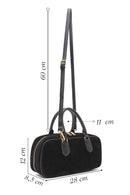 Kadın Siyah Uzun Askılı Süet Deri Kol Çantası | Derimod Kadın Siyah Uzun Askılı Süet Deri Kol Çantası | Derimod