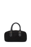 Kadın Siyah Uzun Askılı Süet Deri Kol Çantası | Derimod Kadın Siyah Uzun Askılı Süet Deri Kol Çantası | Derimod