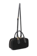 Kadın Siyah Uzun Askılı Süet Deri Kol Çantası | Derimod Kadın Siyah Uzun Askılı Süet Deri Kol Çantası | Derimod