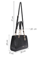 Kadın Siyah Uzun Askılı Kroko Desenli Klasik Omuz Çantası | Derimod Kadın Siyah Uzun Askılı Kroko Desenli Klasik Omuz Çantası | Derimod