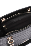 Women's Black Long Strap Crocodile Patterned Classic Shoulder Bag | Derimod Women's Black Long Strap Crocodile Patterned Classic Shoulder Bag | Derimod