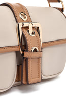 Women's Beige Buckle Detailed Shoulder Bag | Derimod Women's Beige Buckle Detailed Shoulder Bag | Derimod