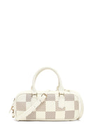 Women's White Long Strap Patterned Shoulder Bag | Derimod Women's White Long Strap Patterned Shoulder Bag | Derimod