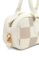 Women's White Long Strap Patterned Shoulder Bag | Derimod Women's White Long Strap Patterned Shoulder Bag | Derimod
