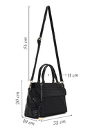 Kadın Siyah Uzun Askılı Desenli Kol Çantası | Derimod Kadın Siyah Uzun Askılı Desenli Kol Çantası | Derimod