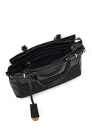 Kadın Siyah Uzun Askılı Desenli Kol Çantası | Derimod Kadın Siyah Uzun Askılı Desenli Kol Çantası | Derimod