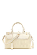 Women's Cream Long Strap Patterned Shoulder Bag | Derimod Women's Cream Long Strap Patterned Shoulder Bag | Derimod