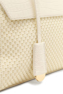 Women's Cream Long Strap Patterned Shoulder Bag | Derimod Women's Cream Long Strap Patterned Shoulder Bag | Derimod