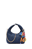 Women's Blue Long Strap Braided Mini Handbag | Derimod Women's Blue Long Strap Braided Mini Handbag | Derimod