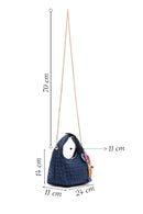 Women's Blue Long Strap Braided Mini Handbag | Derimod Women's Blue Long Strap Braided Mini Handbag | Derimod